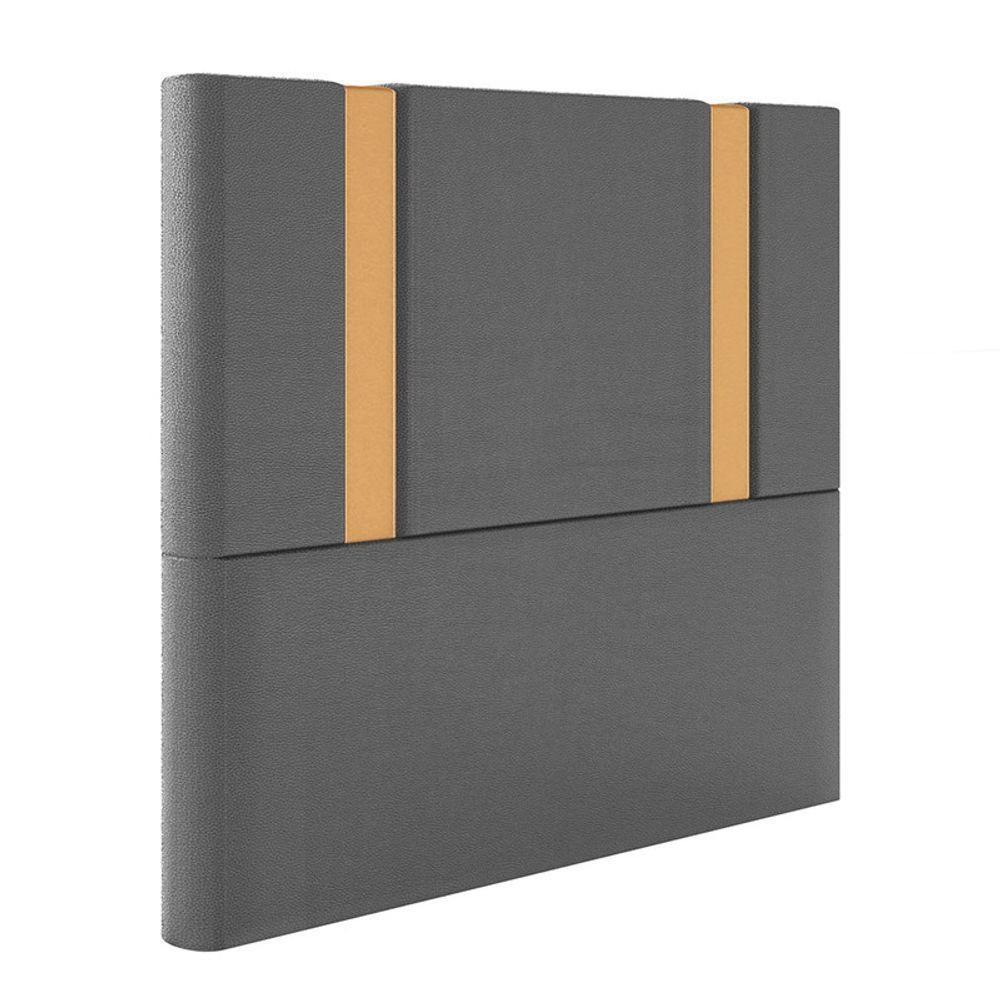 Cabeceira Estofada Casal 140 Cm Ametista Corino Preto - 2