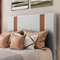 Cabeceira Estofada Casal 140 Cm Ametista Corino Branco - 1