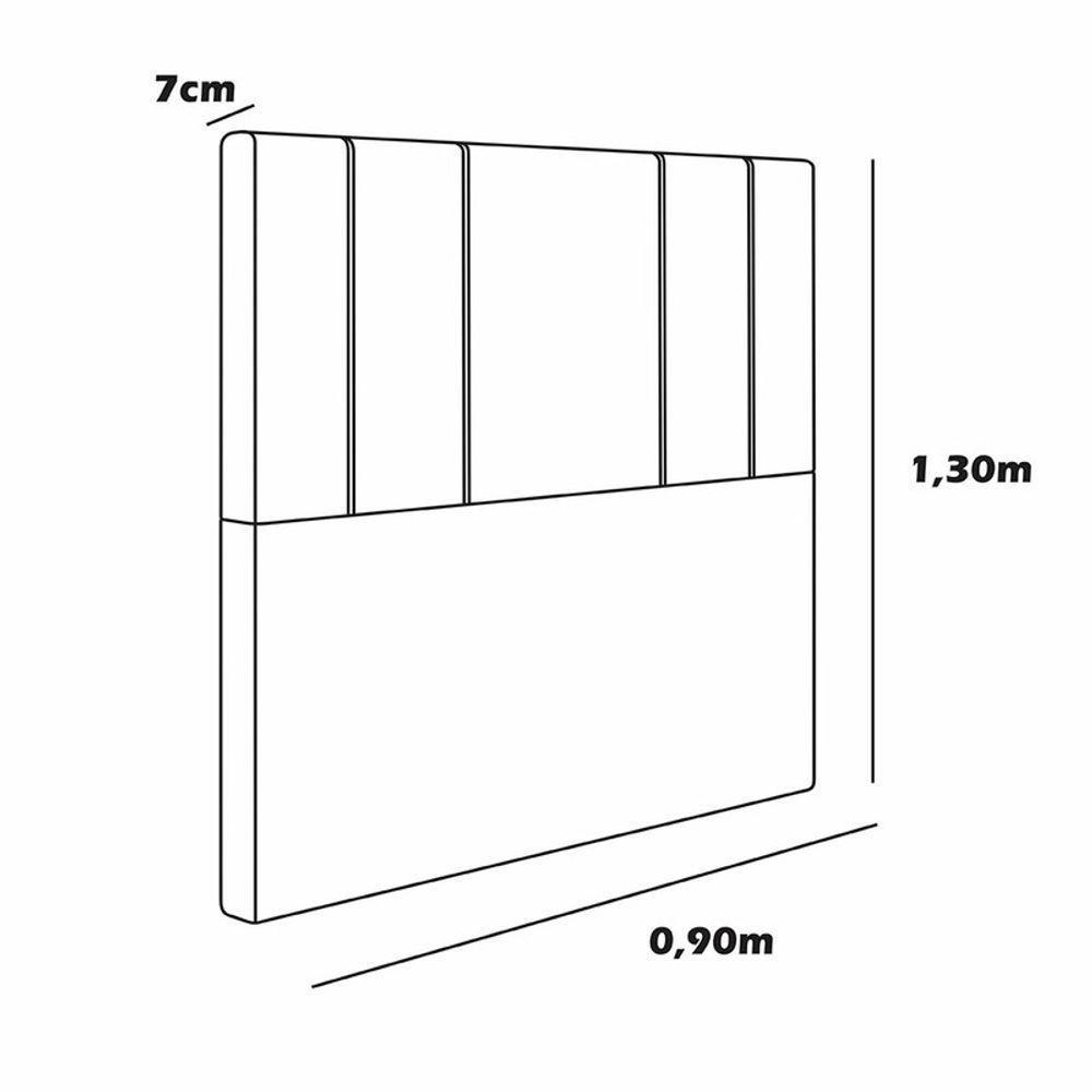 Cabeceira Estofada Solteiro 90 Cm Rubi Corino Marrom - 3
