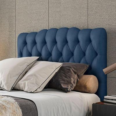 Cabeceira Estofada King 195 Cm Prisma Veludo Azul Marinho