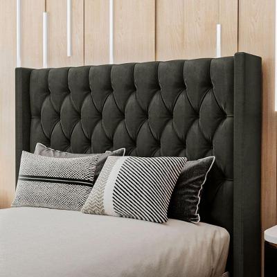 Cabeceira Estofada King 195 Cm Pérola Veludo Marrom