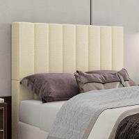 Cabeceira Estofada Solteiro 90 Cm Esmeralda Linho Creme - 1