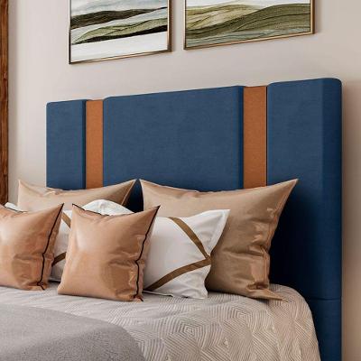 Cabeceira Estofada King 195 Cm Ametista Veludo Azul Marinho