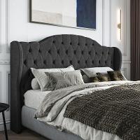 Cabeceira Estofada King 195 Cm Cristal Veludo Preto - 1