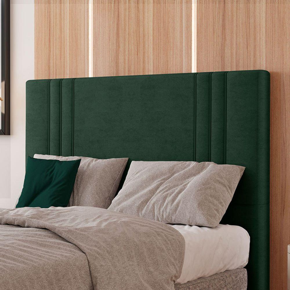 Cabeceira Estofada Solteiro 90 Cm Diamante Veludo Verde - 1