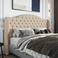 Cabeceira Estofada King 195 Cm Cristal Linho Bege - 1