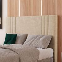 Cabeceira Estofada Solteiro 90 Cm Diamante Linho Bege - 1