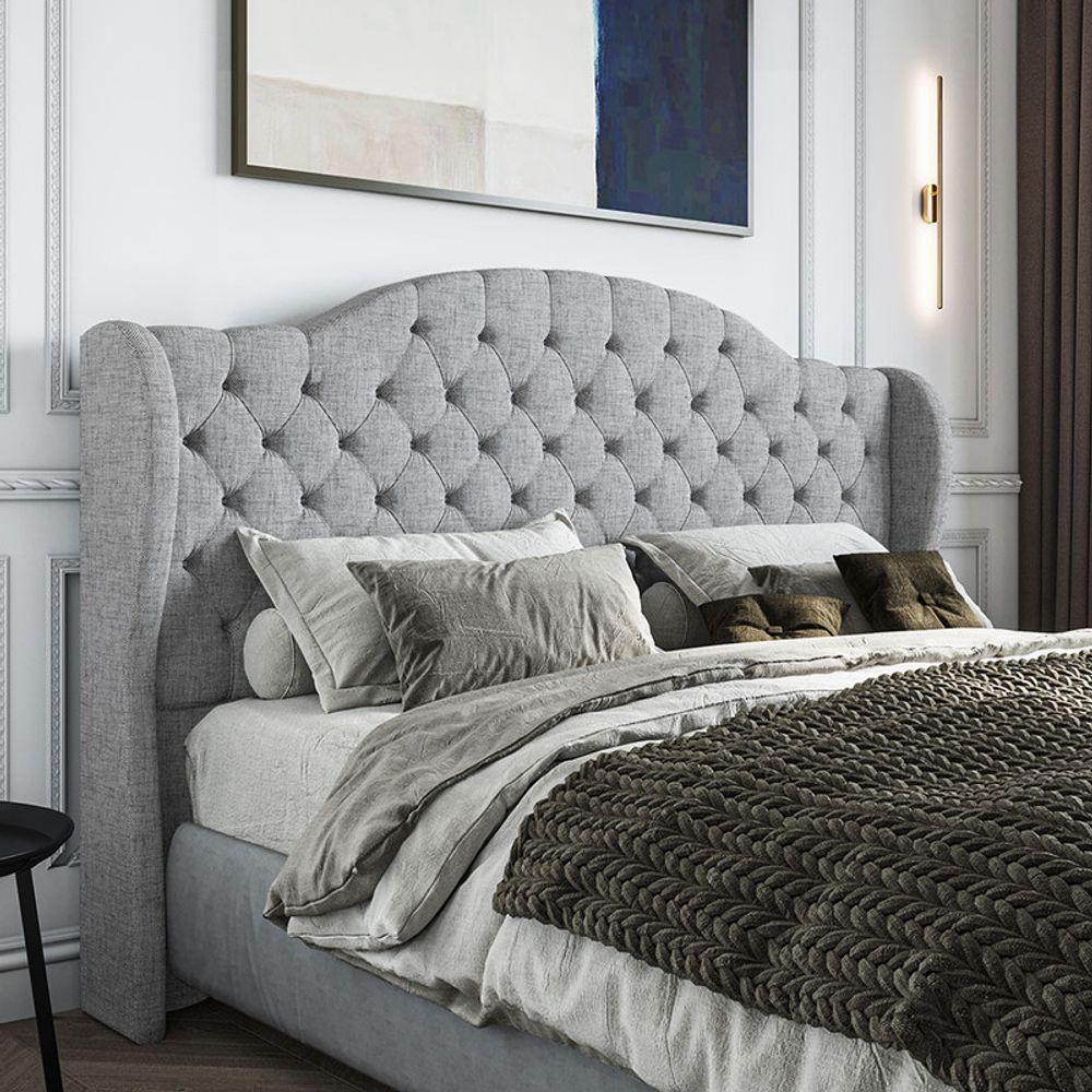 Cabeceira Estofada King 195 Cm Cristal Linho Cinza - 1