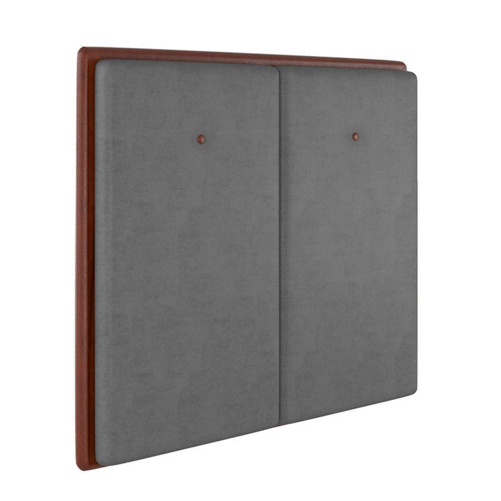 Cabeceira Estofada King 195 Cm Coral Veludo Cinza - 1