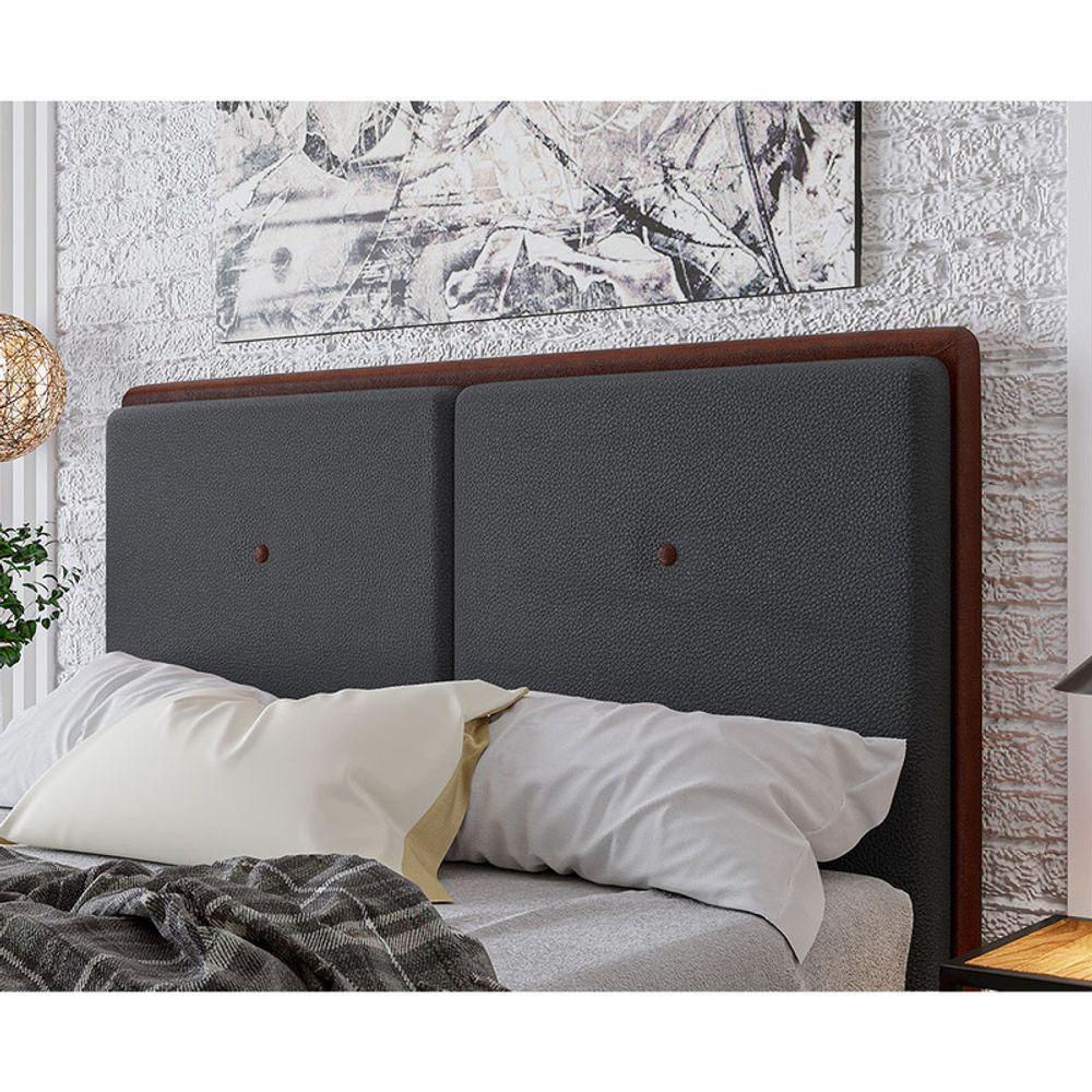 Cabeceira Estofada King 195 Cm Coral Corino Preto - 2