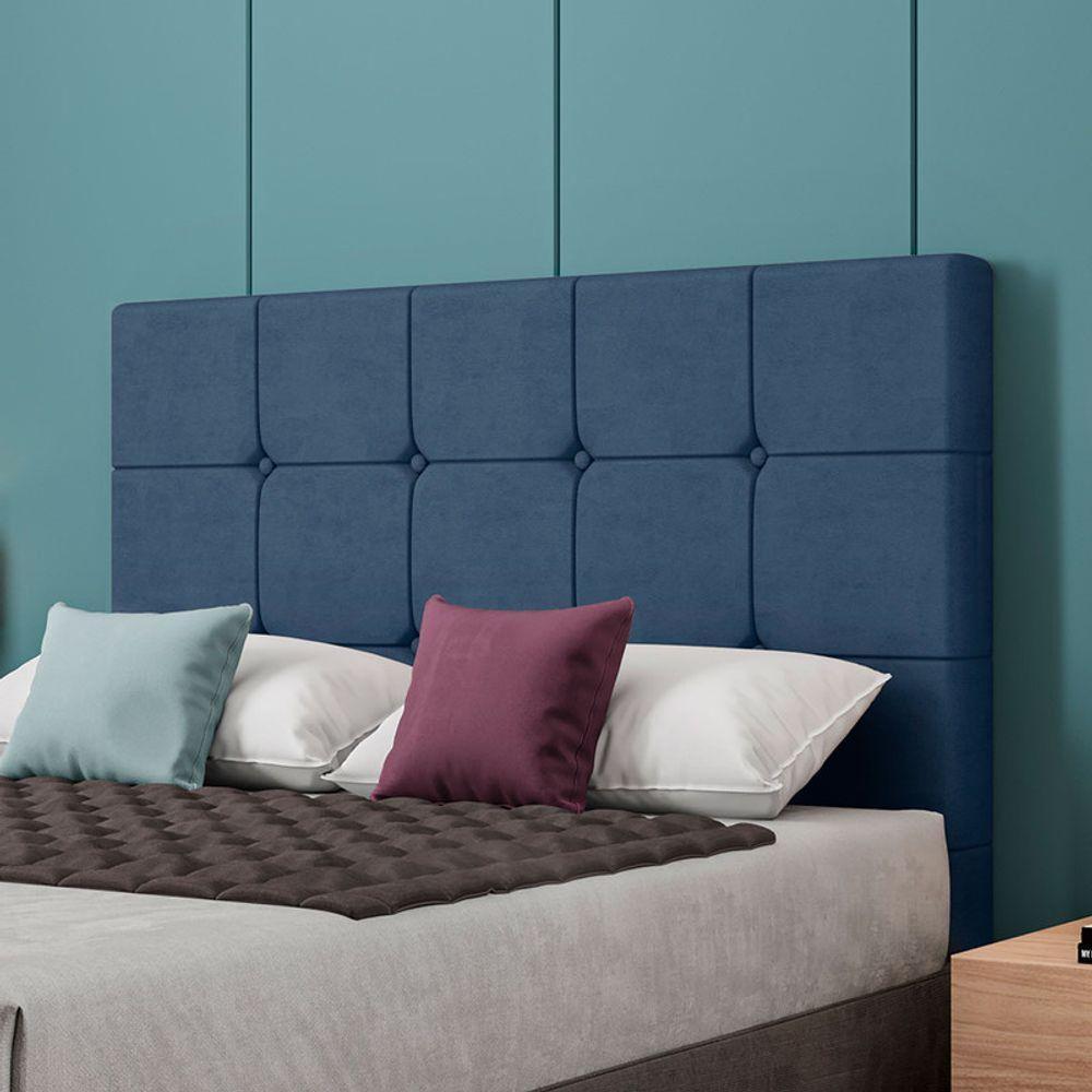 Cabeceira Estofada Queen 160 Cm Safira Veludo Azul Marinho - 2