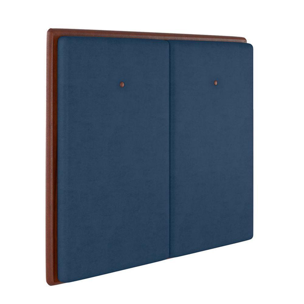 Cabeceira Estofada King 195 Cm Coral Veludo Azul Marinho - 1