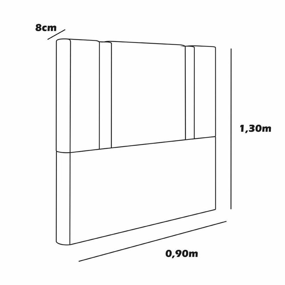 Cabeceira Estofada Solteiro 90 Cm Ametista Veludo Preto - 3