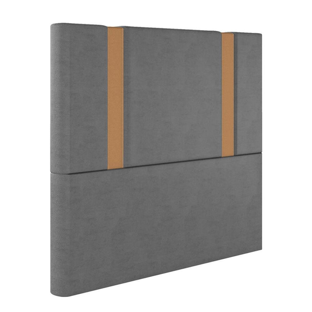 Cabeceira Estofada King 195 Cm Ametista Veludo Cinza - 2
