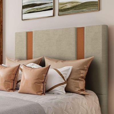 Cabeceira Estofada King 195 Cm Ametista Veludo Bege