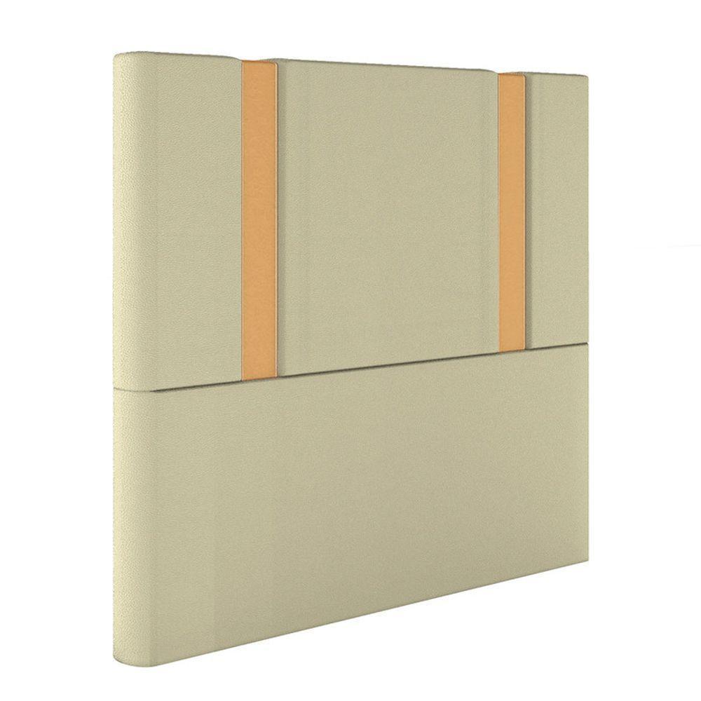 Cabeceira Estofada Solteiro 90 Cm Ametista Corino Bege - 2