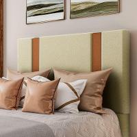Cabeceira Estofada Solteiro 90 Cm Ametista Corino Bege - 1