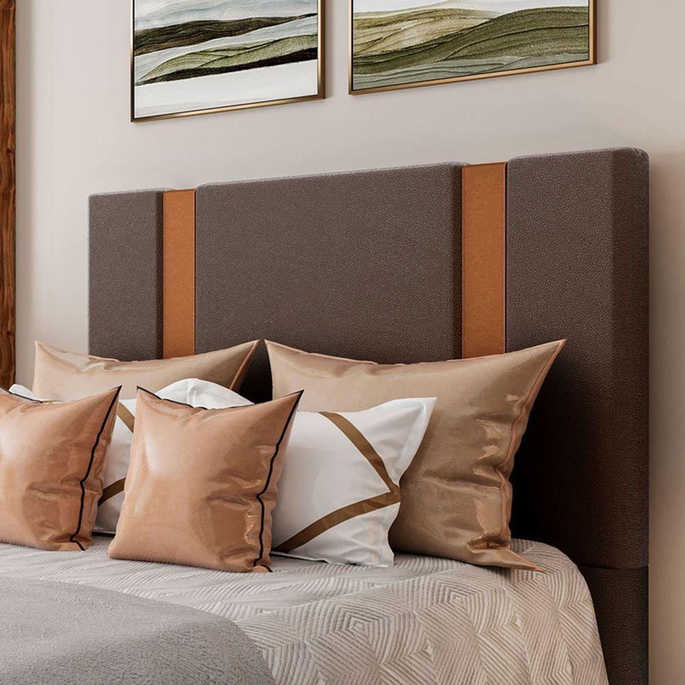 Cabeceira Estofada King 195 Cm Ametista Corino Marrom - 1