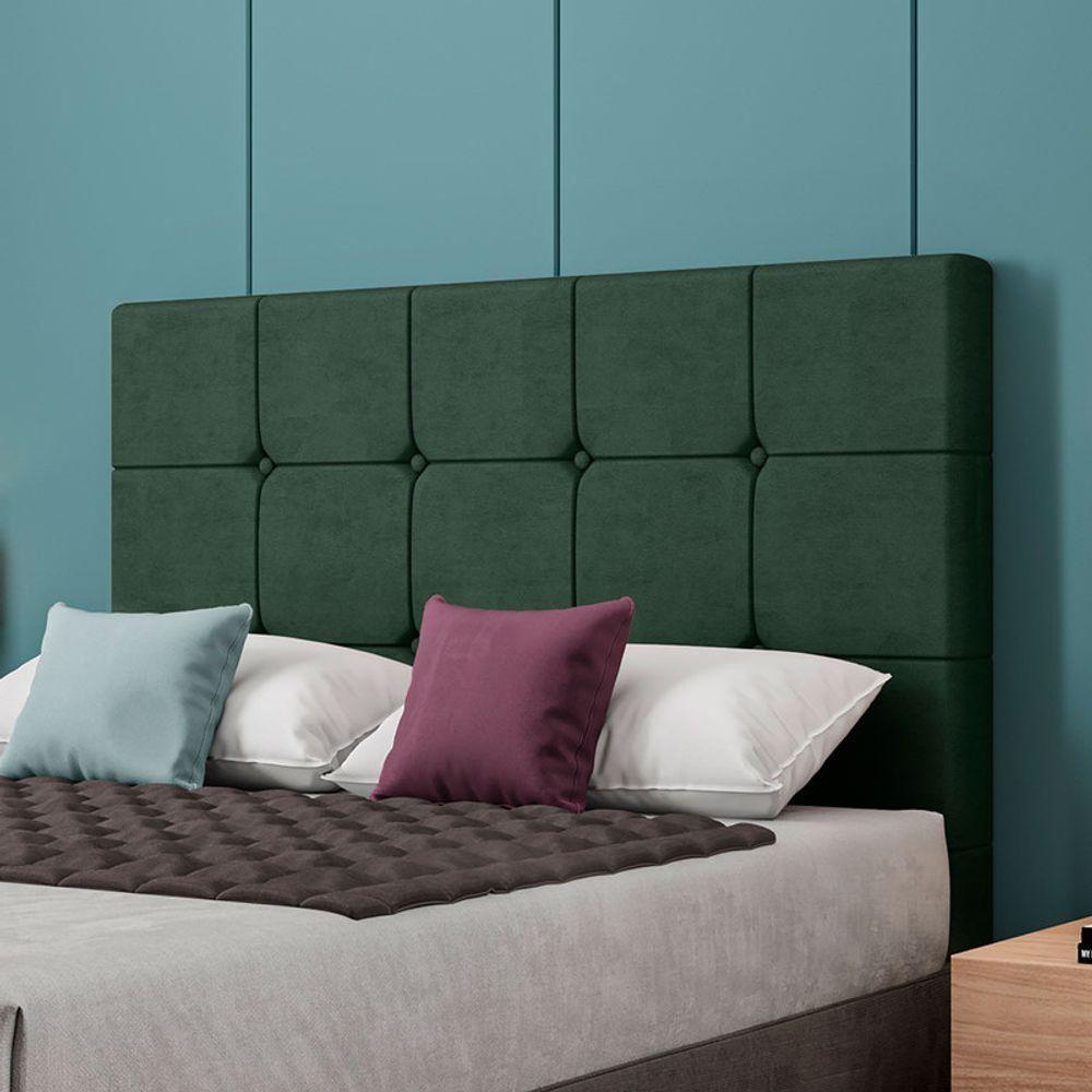 Cabeceira Estofada Queen 160 Cm Safira Veludo Verde - 2