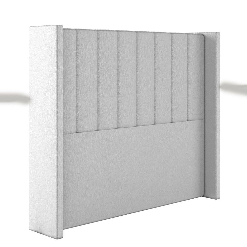 Cabeceira Estofada Casal 140 Cm Turquesa Corino Branco - 1