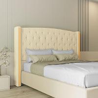 Cabeceira Estofada Casal 140 Cm Zirconio Linho Creme - 1