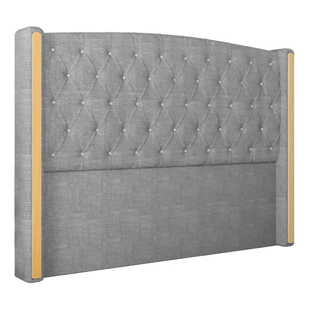 Cabeceira Estofada Casal 140 Cm Zirconio Linho Cinza - 2