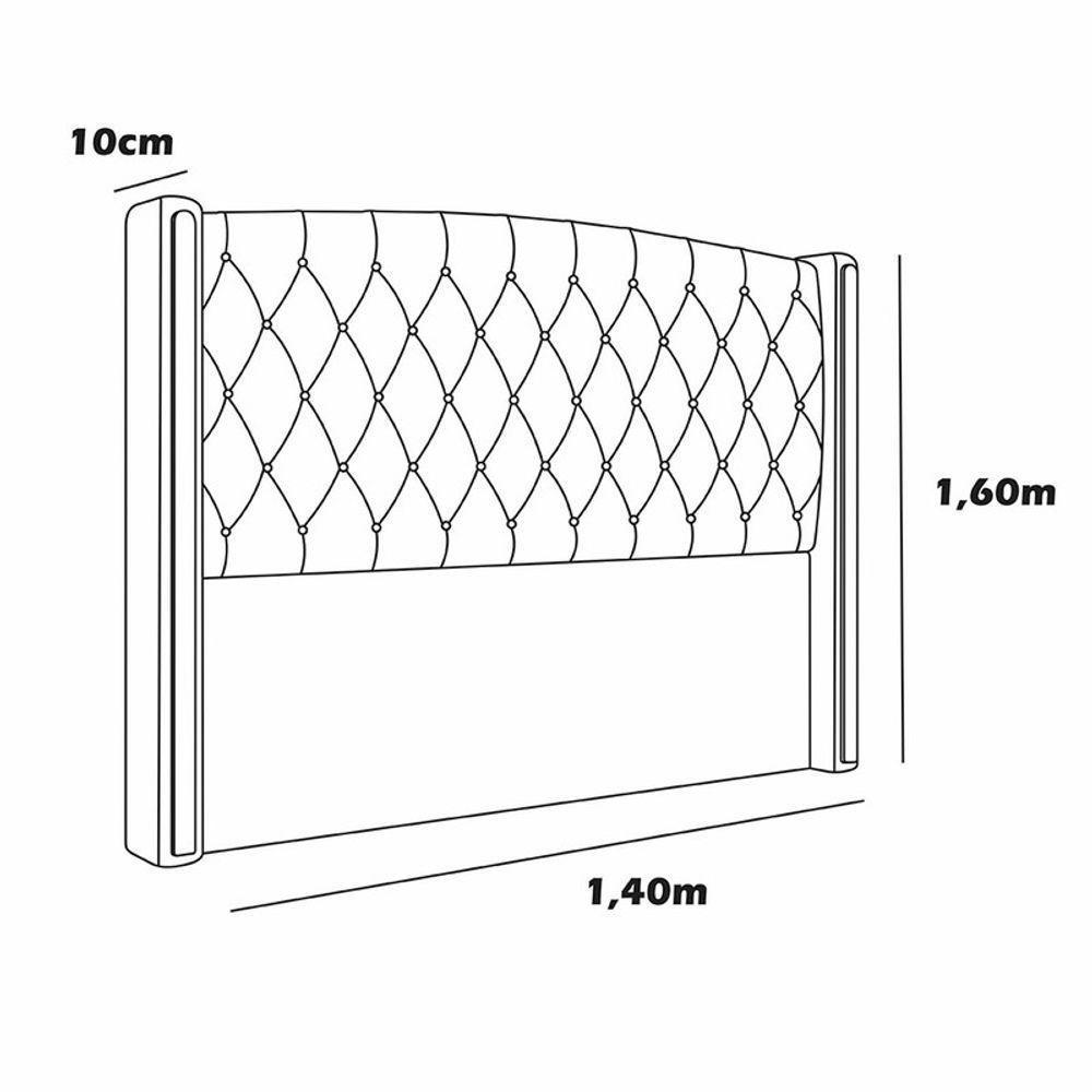 Cabeceira Estofada Casal 140 Cm Zirconio Linho Cinza - 3