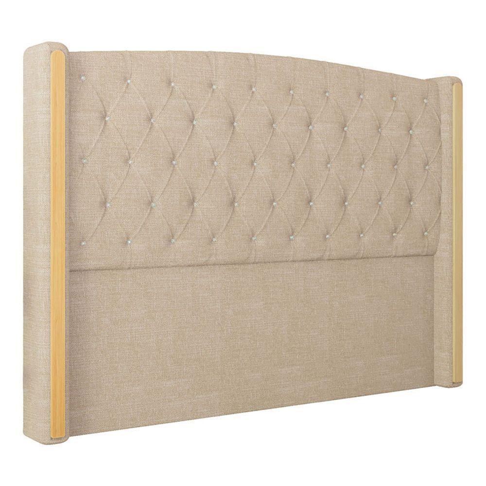 Cabeceira Estofada Casal 140 Cm Zirconio Linho Bege - 2