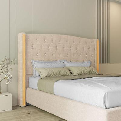 Cabeceira Estofada Casal 140 Cm Zirconio Linho Bege