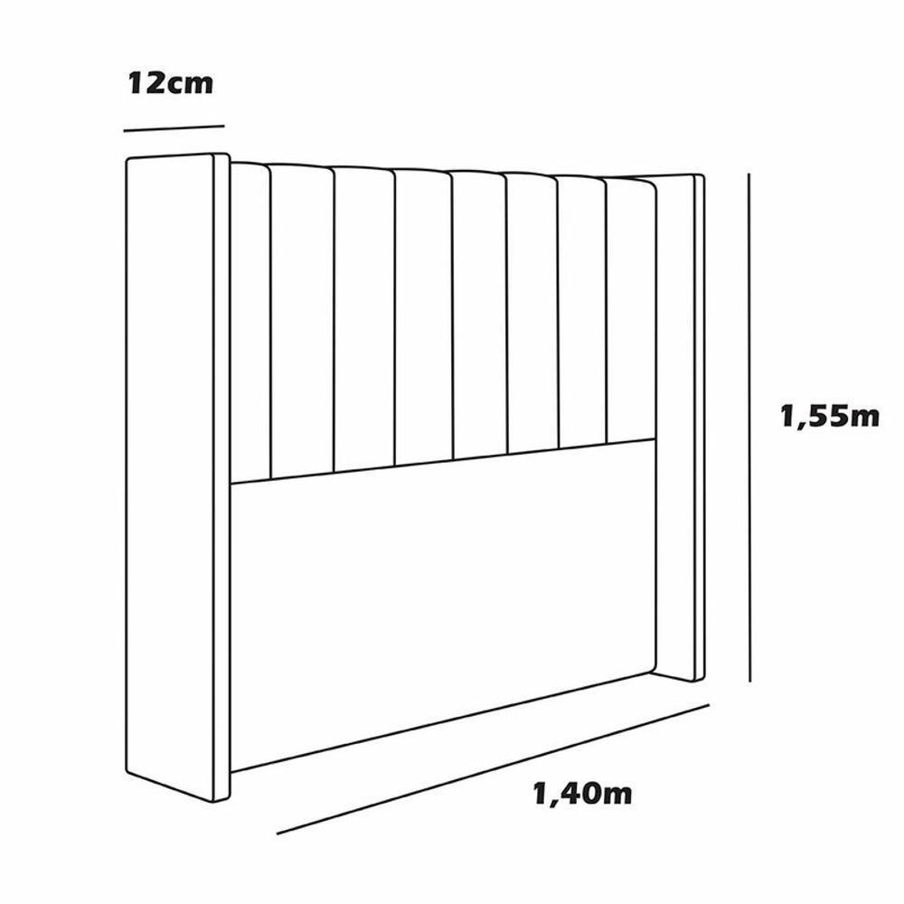 Cabeceira Estofada Casal 140 Cm Turquesa Veludo Rose - 3