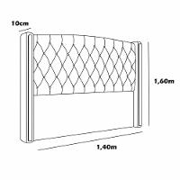 Cabeceira Estofada Casal 140 Cm Zirconio Veludo Bege - 3