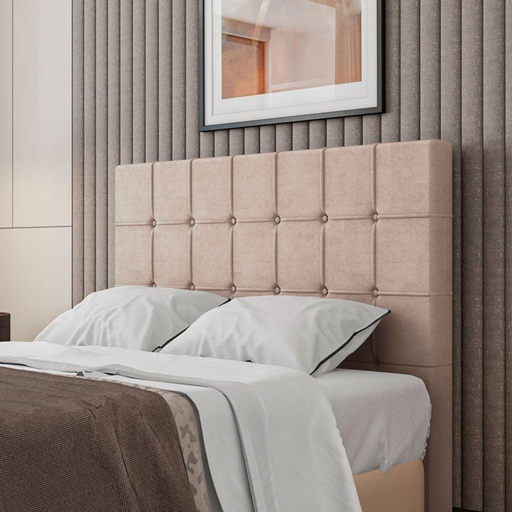 Cabeceira Estofada Casal 140 Cm Turmalina Veludo Rose - 1