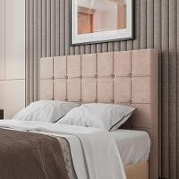 Cabeceira Estofada Casal 140 Cm Turmalina Veludo Rose - 1