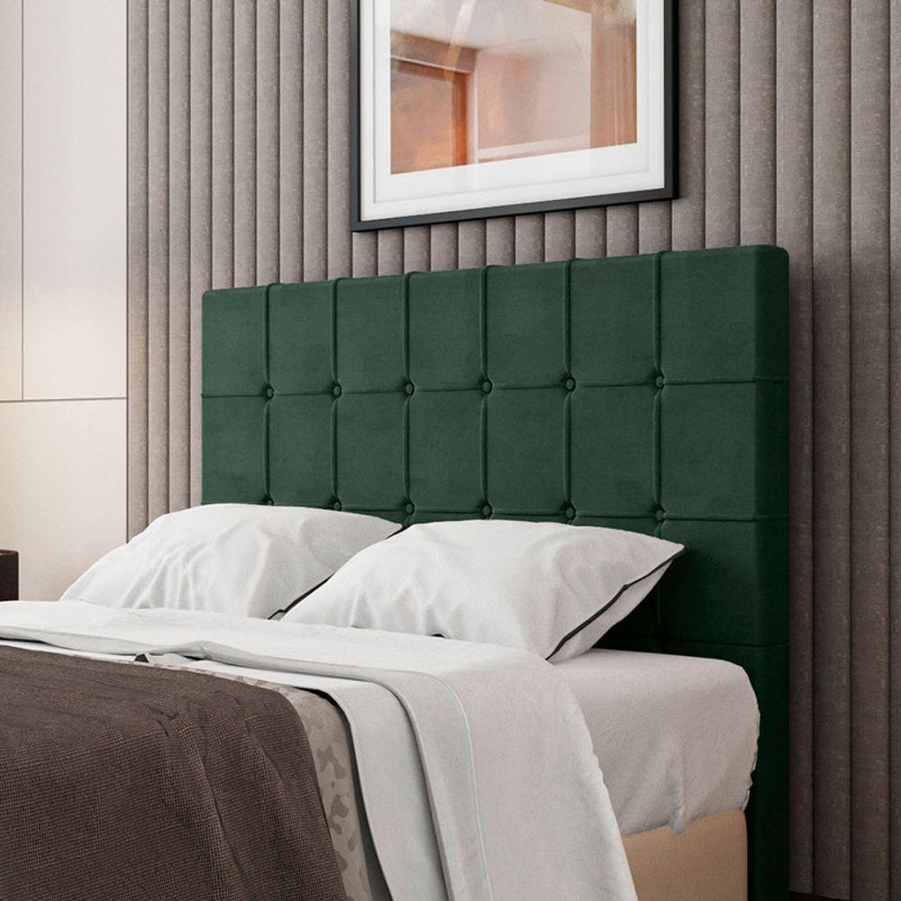 Cabeceira Estofada Casal 140 Cm Turmalina Veludo Verde - 1