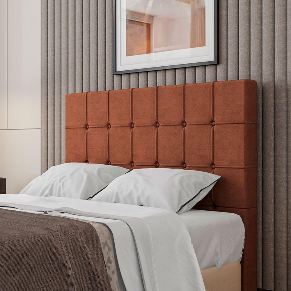 Cabeceira Estofada Casal 140 Cm Turmalina Veludo Terracota - 1