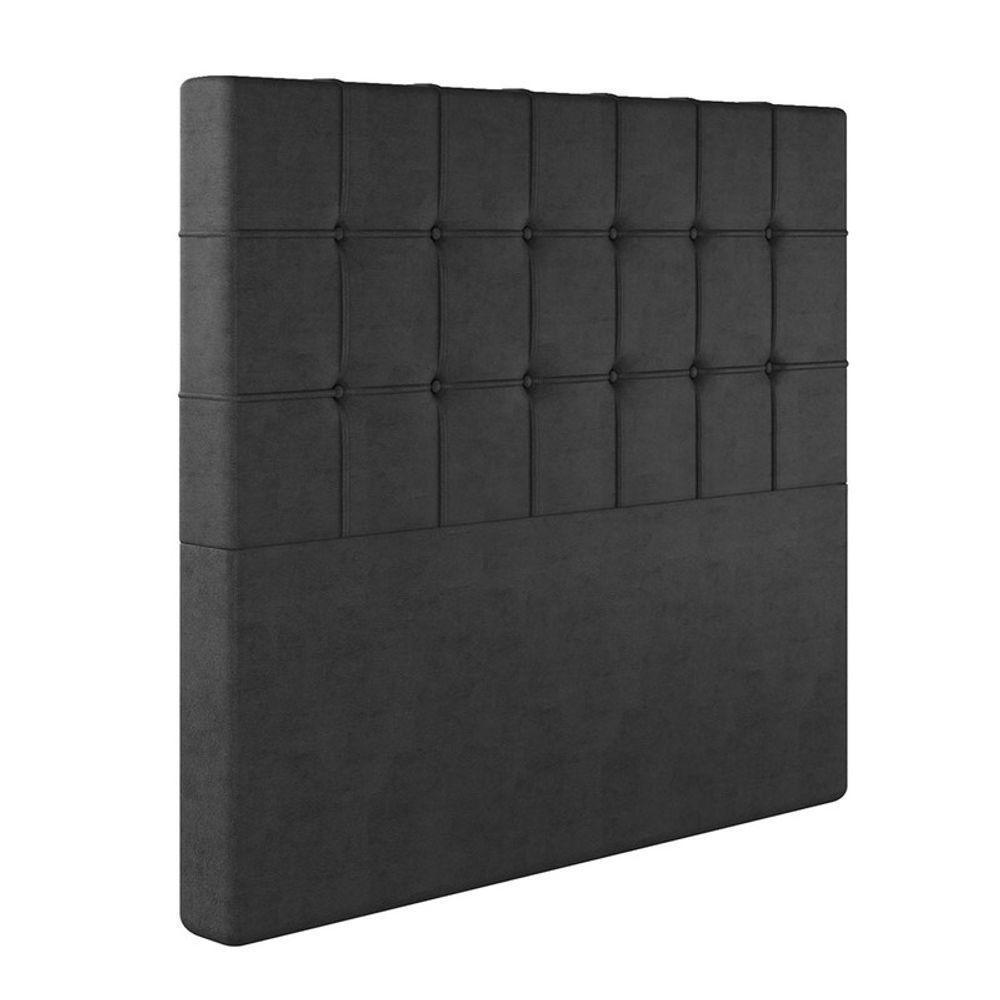 Cabeceira Estofada Casal 140 Cm Turmalina Veludo Preto - 2