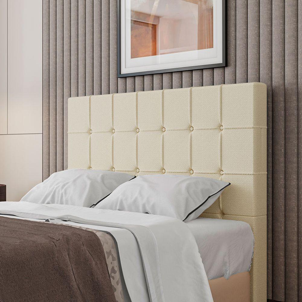 Cabeceira Estofada Casal 140 Cm Turmalina Linho Creme - 1