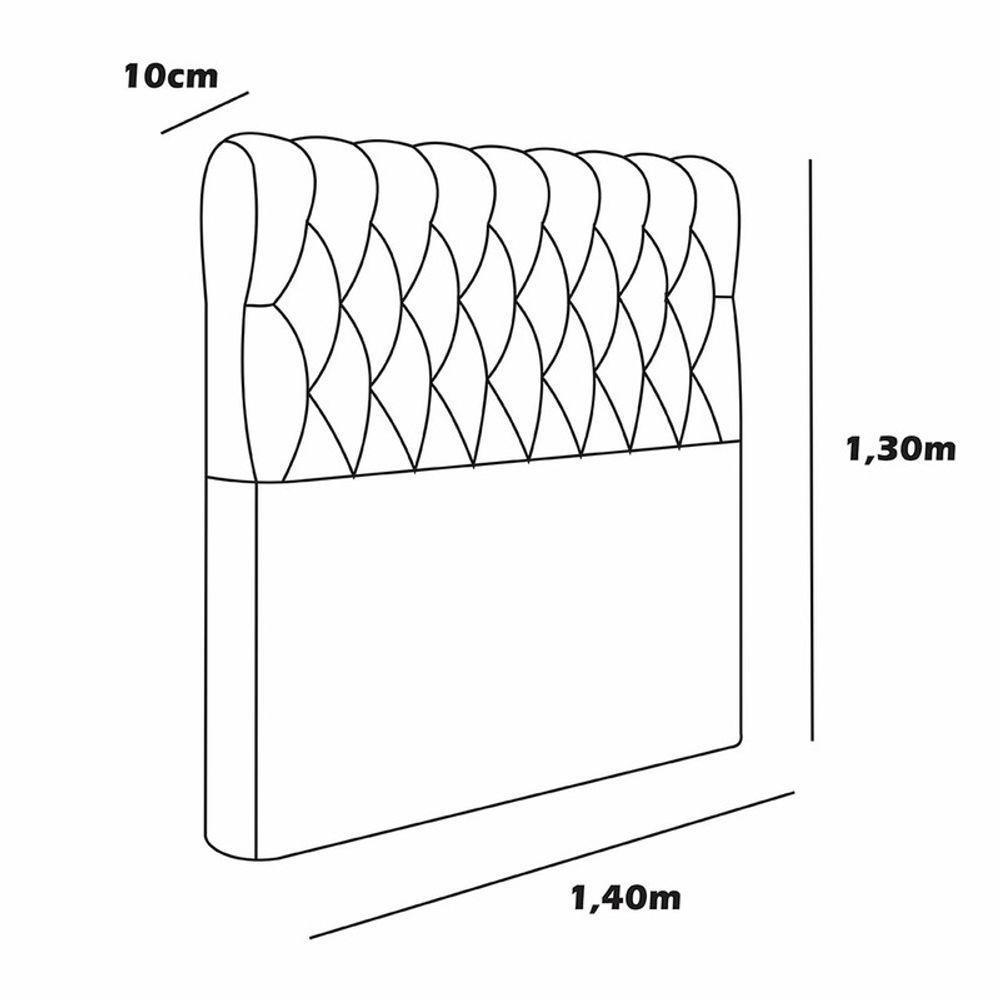 Cabeceira Estofada Casal 140 Cm Topázio Veludo Marrom - 3