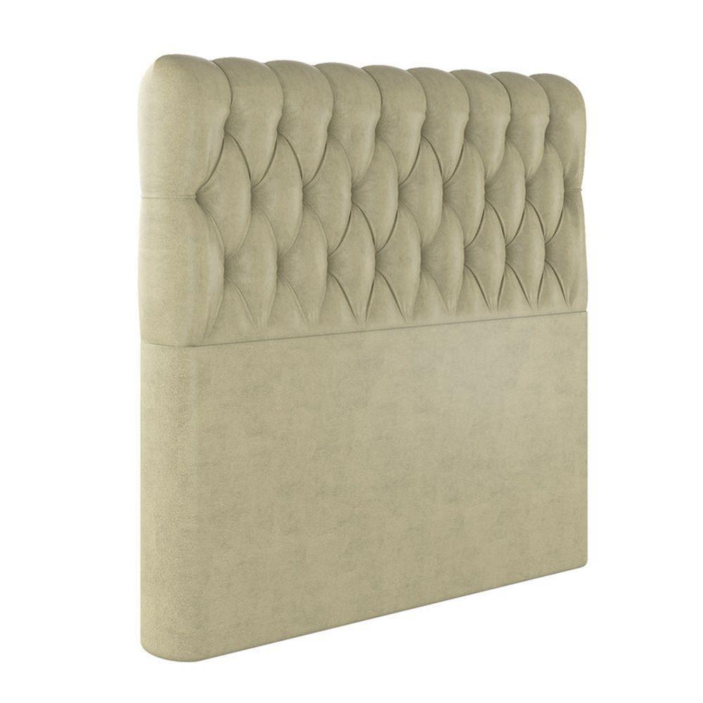 Cabeceira Estofada Casal 140 Cm Topázio Veludo Bege - 2