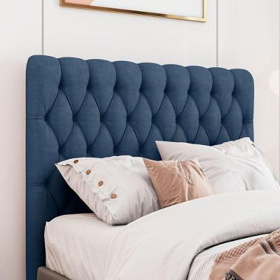 Cabeceira Estofada Casal 140 Cm Topázio Veludo Azul Marinho