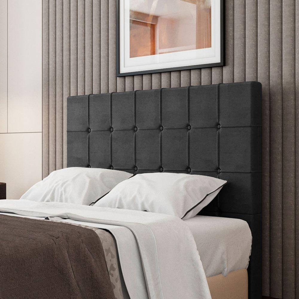 Cabeceira Estofada King 195 Cm Turmalina Veludo Preto - 1