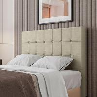 Cabeceira Estofada King 195 Cm Turmalina Veludo Bege - 1