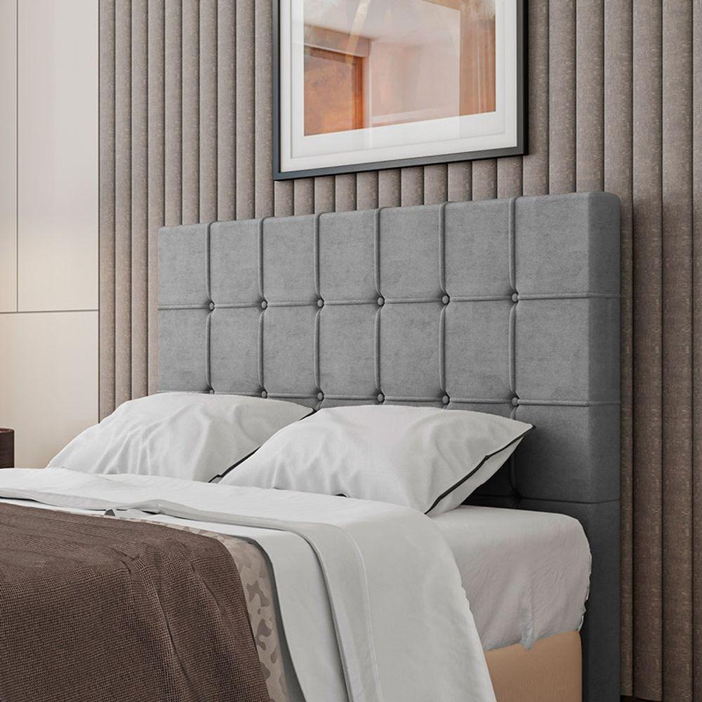 Cabeceira Estofada King 195 Cm Turmalina Veludo Cinza - 1