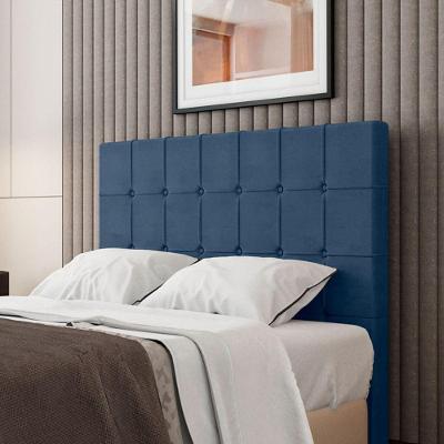 Cabeceira Estofada King 195 Cm Turmalina Veludo Azul Marinho