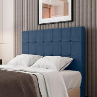 Cabeceira Estofada King 195 Cm Turmalina Veludo Azul Marinho - 1