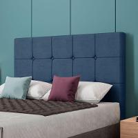 Cabeceira Estofada Casal 140 Cm Safira Veludo Azul Marinho - 2