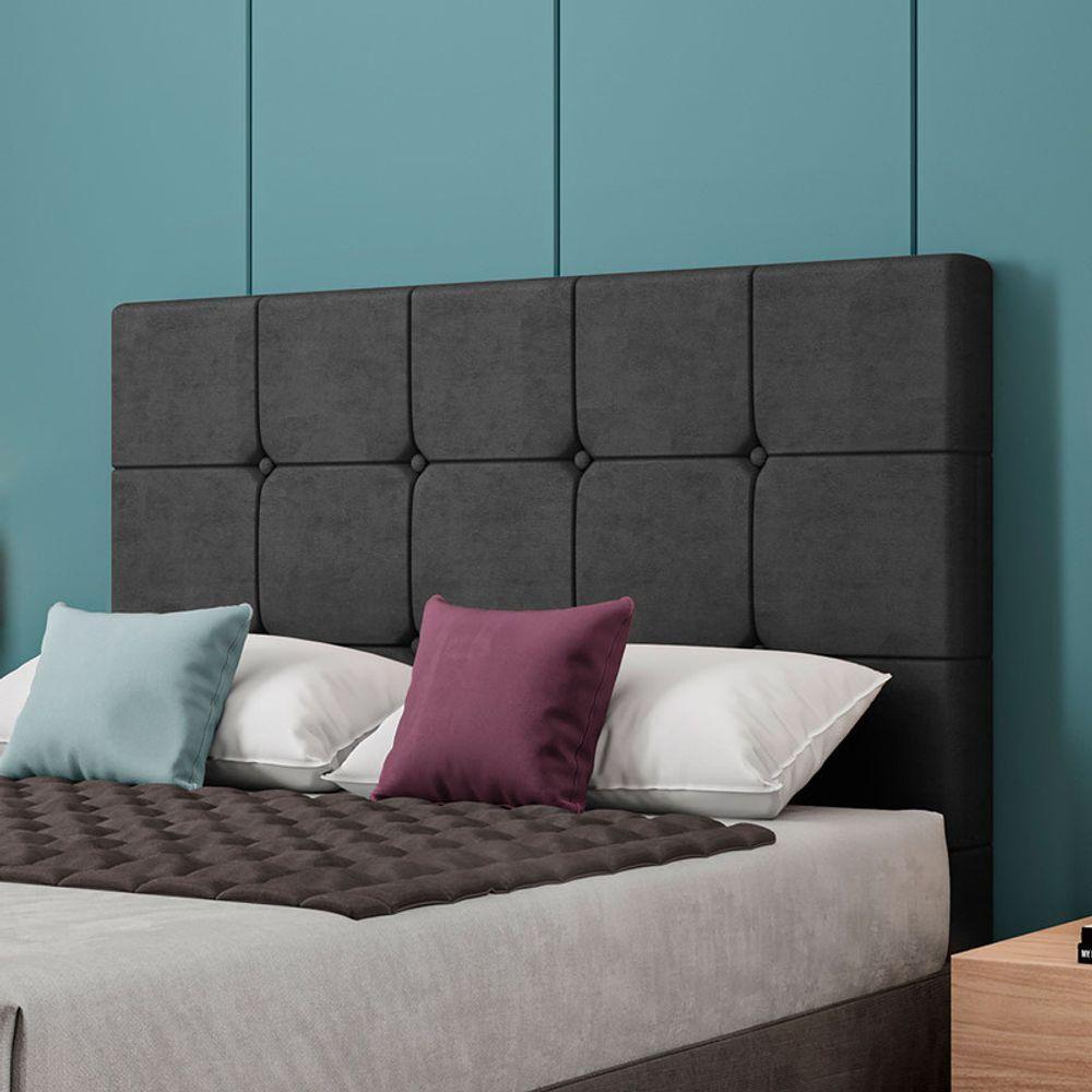 Cabeceira Estofada King 195 Cm Safira Veludo Preto - 2