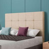 Cabeceira Estofada Casal 140 Cm Safira Linho Bege - 2