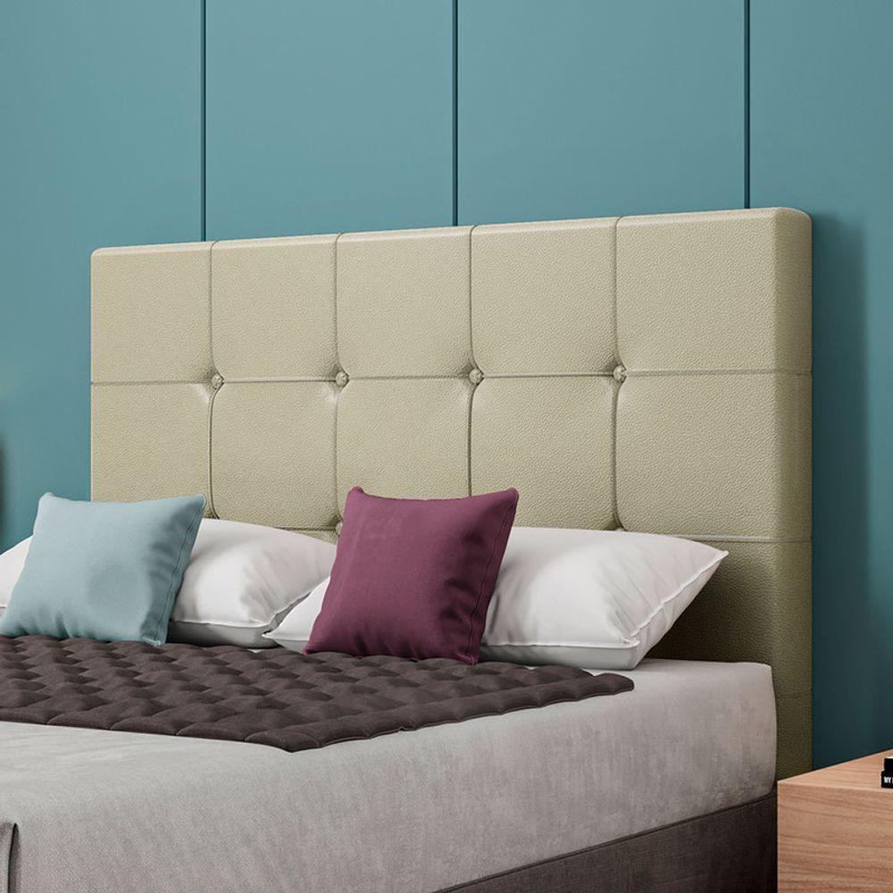 Cabeceira Estofada Casal 140 Cm Safira Corino Bege - 2