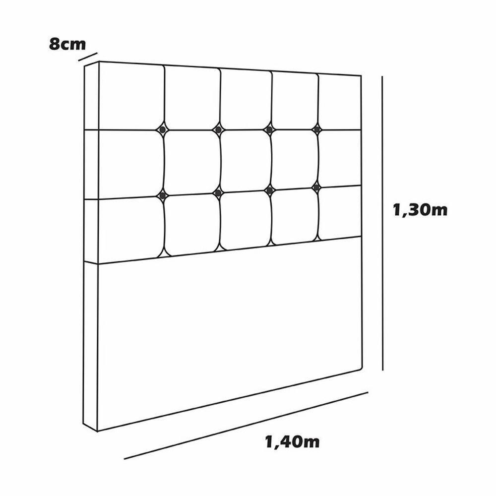 Cabeceira Estofada Casal 140 Cm Safira Corino Bege - 3